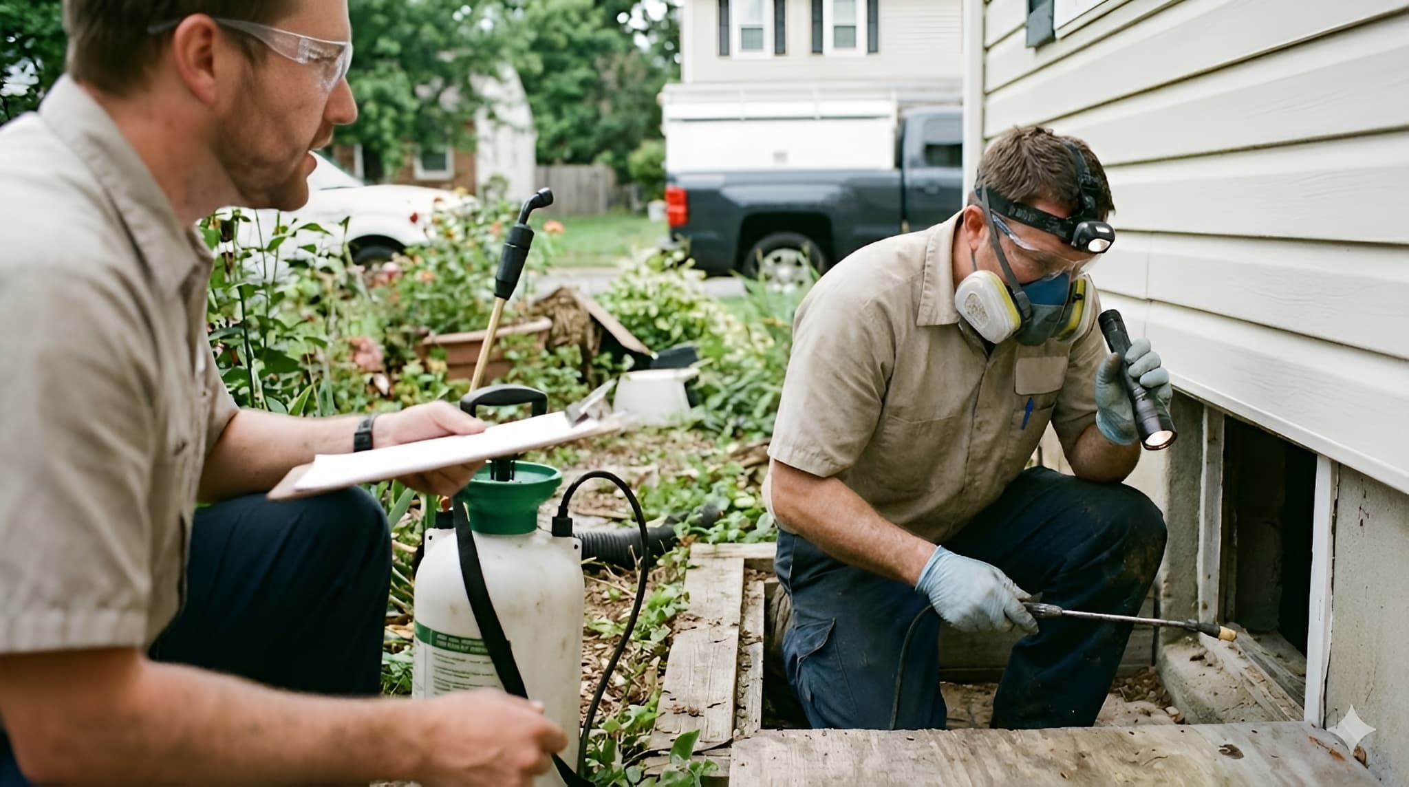 Pest control professional at work